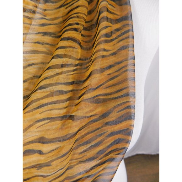 Yellow Black Tiger Leopard Sheer Scarf Boho OS - Picture 5 of 10